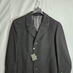 LRL Lauren Ralph Lauren Mens Trench Overcoat NEW Size XL Black 100% Wool Topcoat